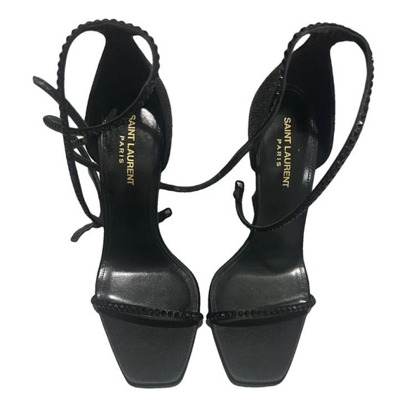 Saint Laurent Black Strappy Women's Heels - Picture 1 of 6
